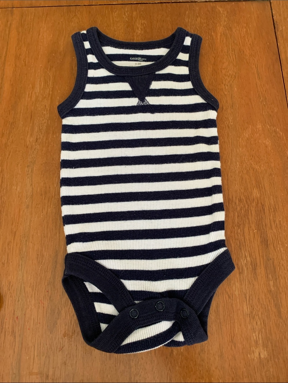 😊FREE😊 George Navy and White Striped Sleeveless Bodysuit